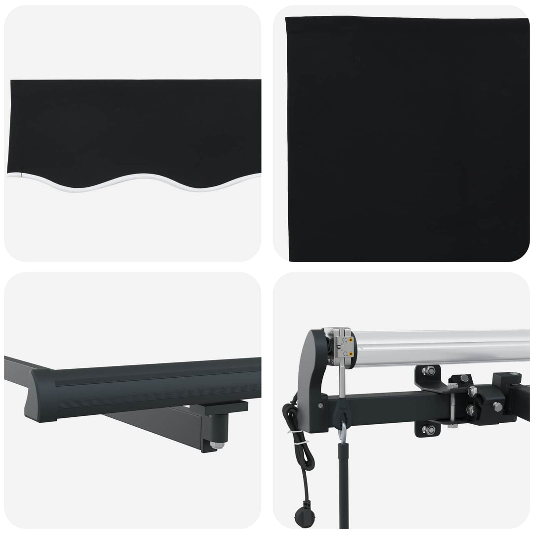 Udtrækkelig markise Sort 350 x 250 cm Stof og aluminium