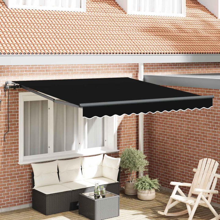 Udtrækkelig markise Sort 350 x 250 cm Stof og aluminium