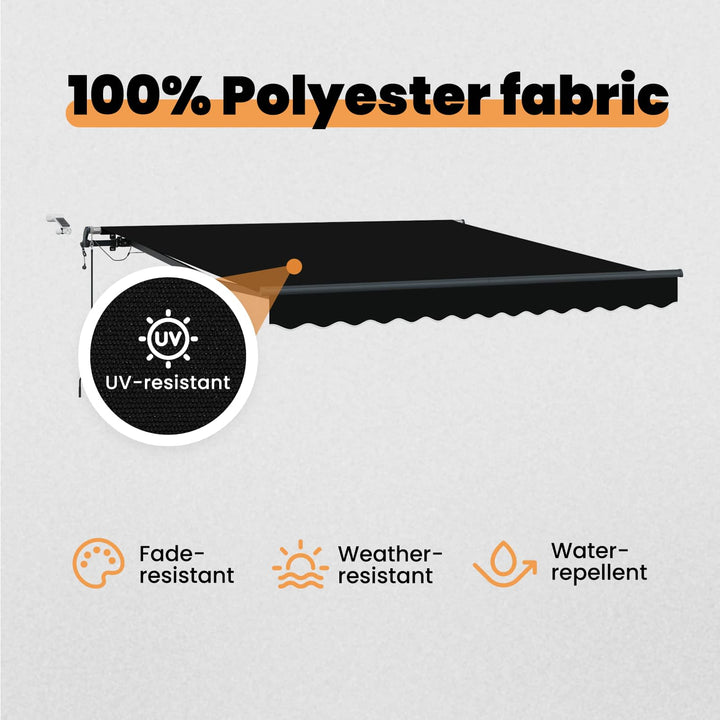 Udtrækkelig markise Sort 350 x 250 cm Polyester