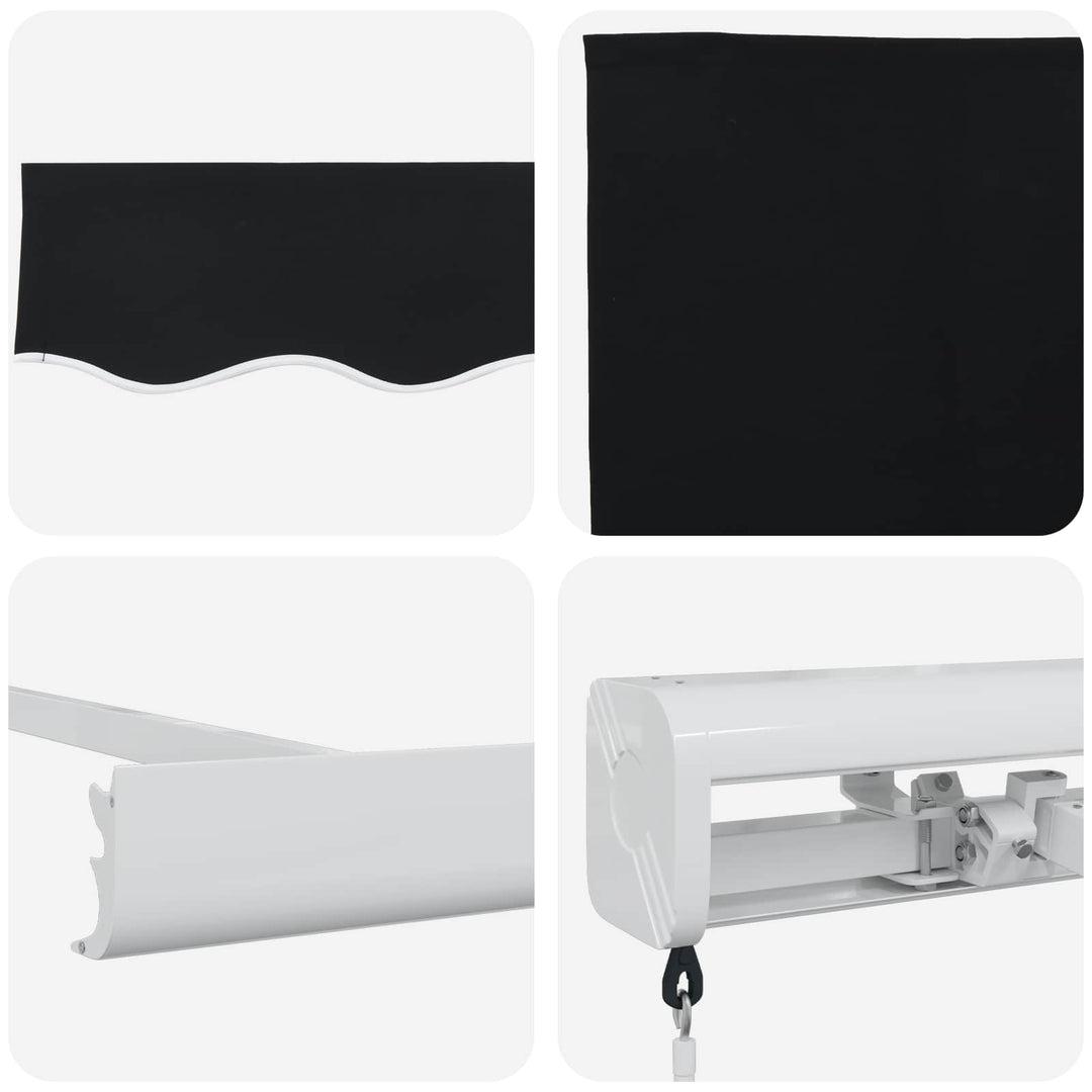 Udtrækkelig markise Sort 350 x 250 cm Canvas og Aluminium