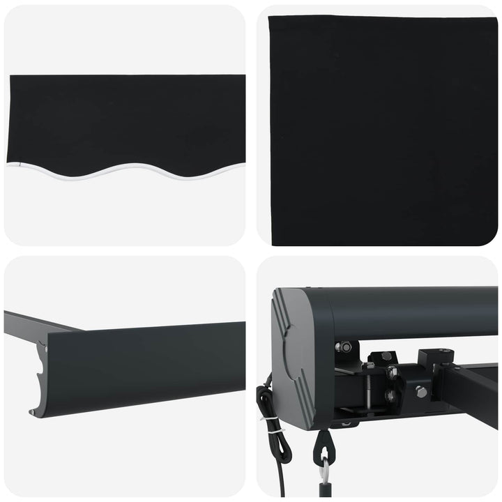 Udtrækkelig markise Sort 350 x 250 x 165 cm Stof og Metal