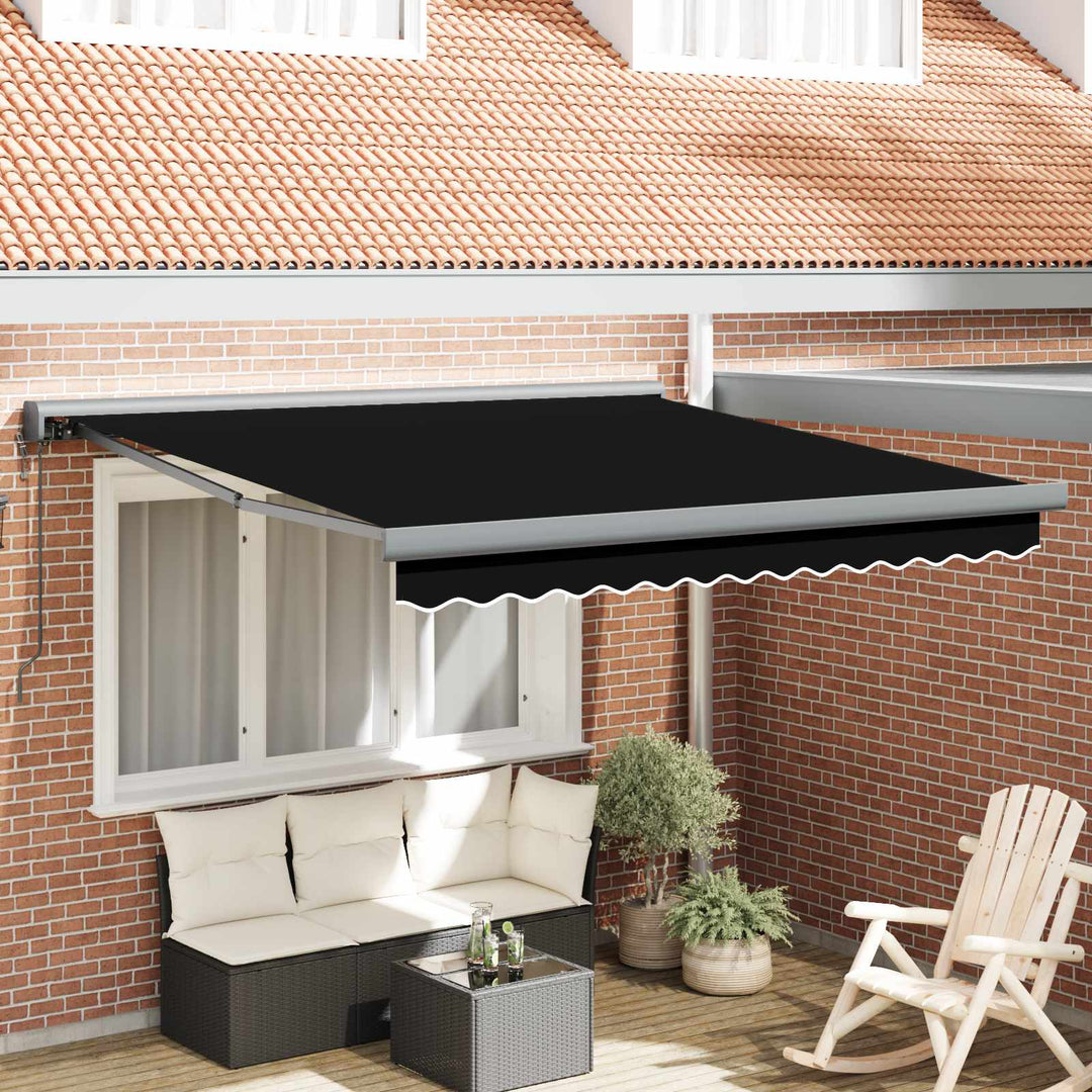 Udtrækkelig markise Sort 350 x 250 x 165 cm Stof og Metal