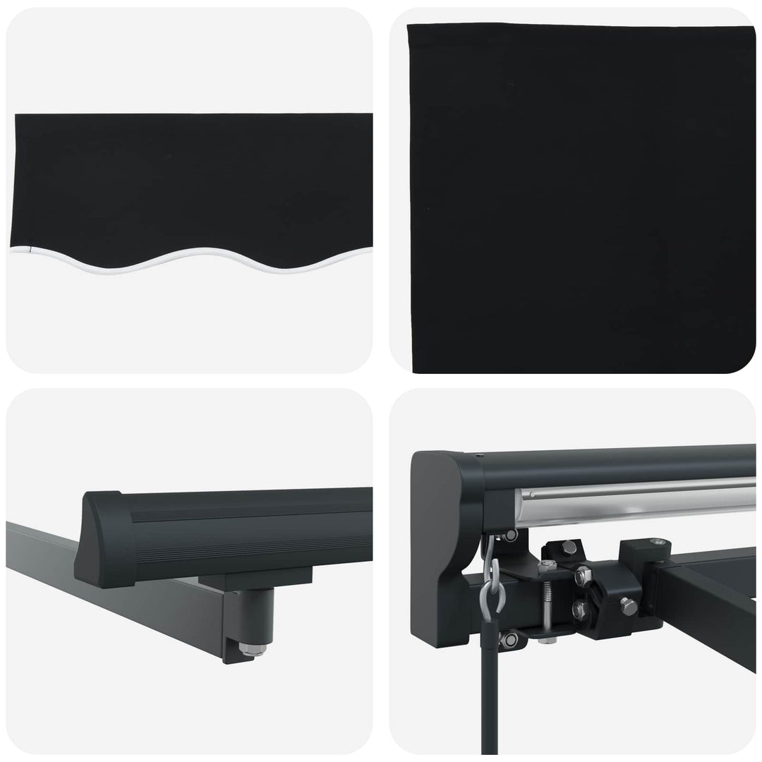 Markiseramme Sort 350 x 250 cm Polyester med PU belægning