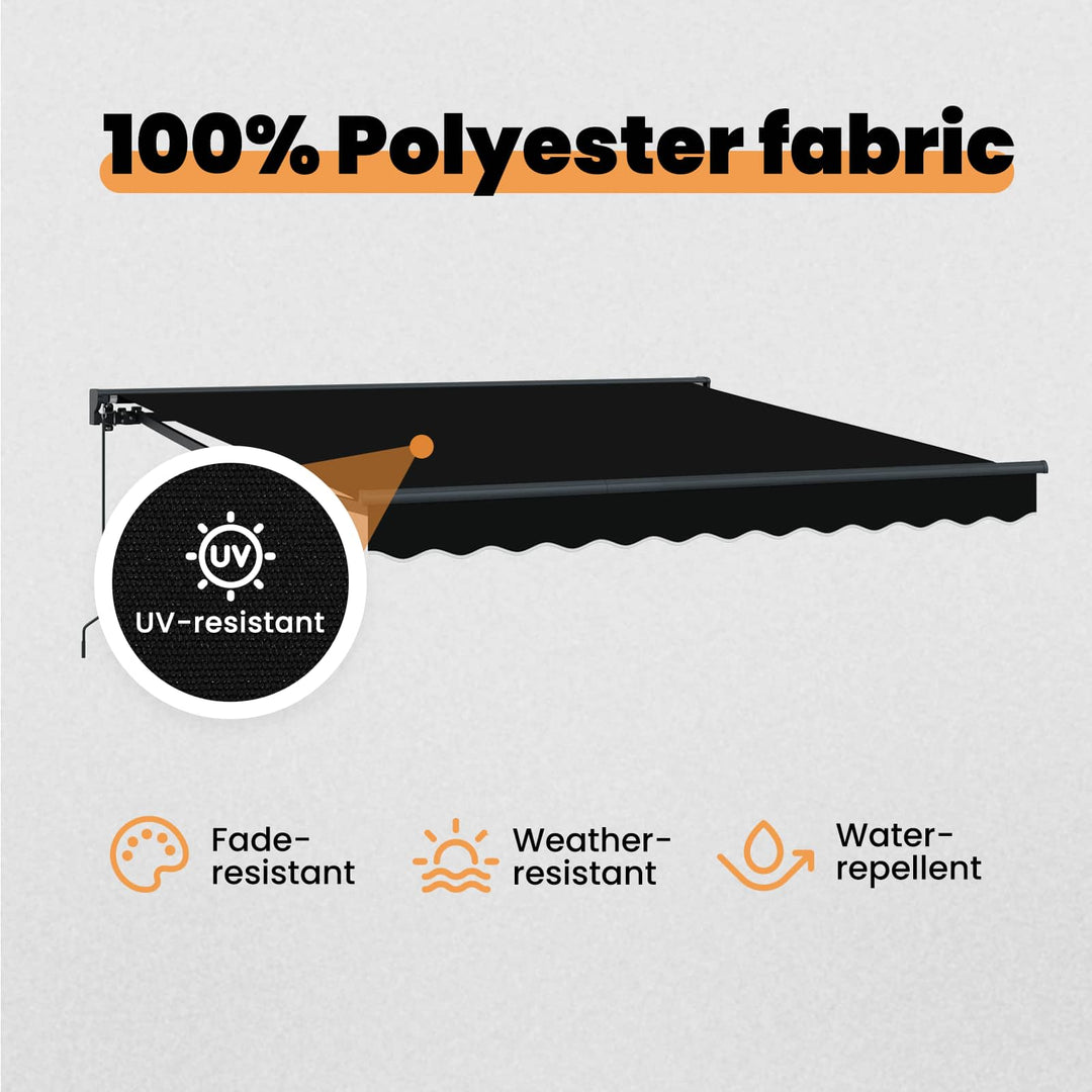 Markiseramme Sort 350 x 250 cm Polyester med PU belægning