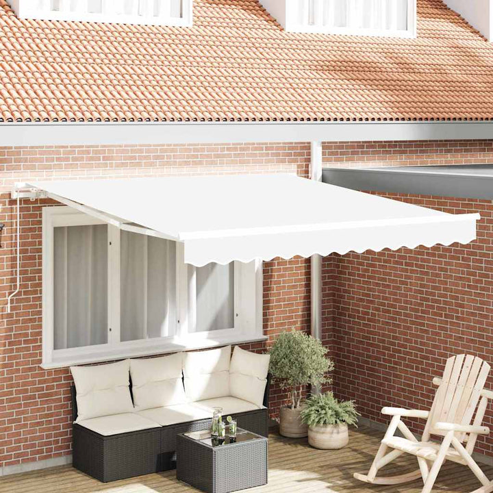 Udtrækkelig markise Hvid 350 x 250 cm Polyester og Aluminium
