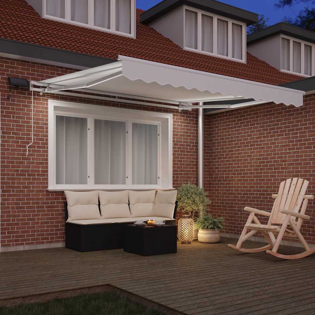 Udtrækkelig markise Hvid 350 x 250 cm Stof og aluminium