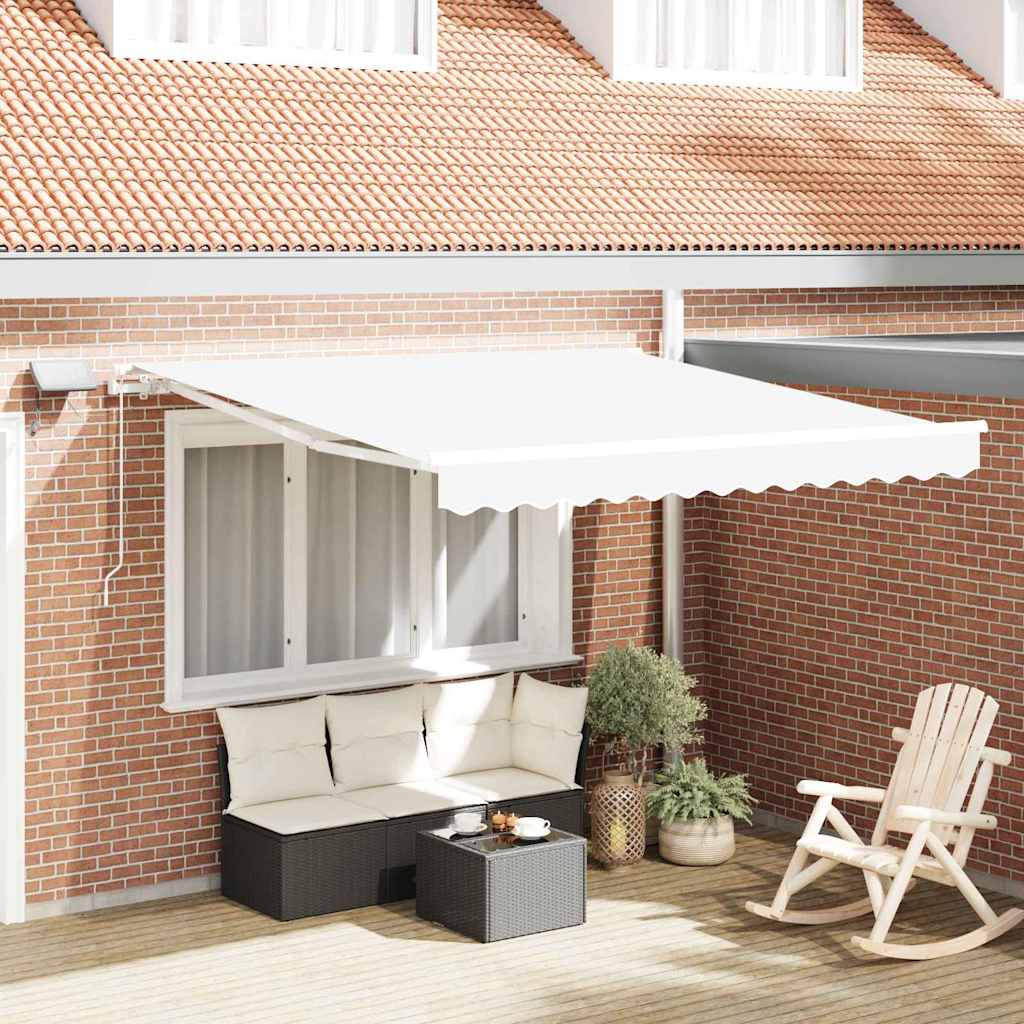 Udtrækkelig markise Hvid 350 x 250 cm Stof og aluminium