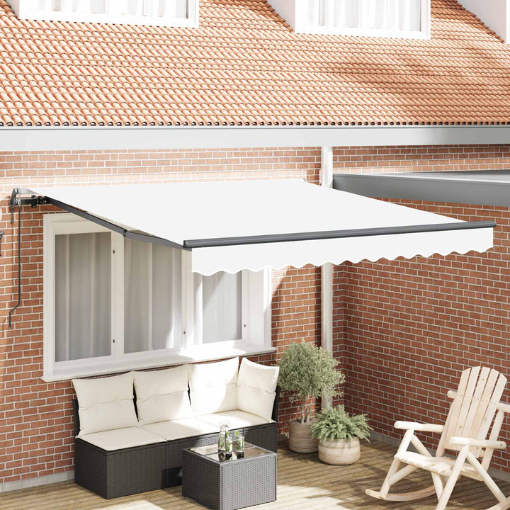 Udtrækkelig markise Hvid 350 x 250 cm Stof og aluminium