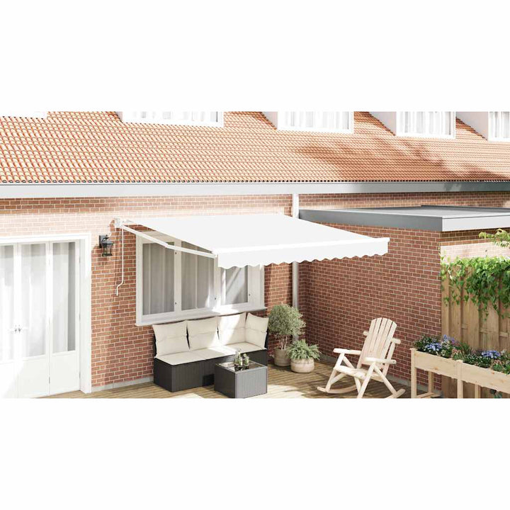 Udtrækkelig markise Hvid 350 x 250 cm Polyester og metal