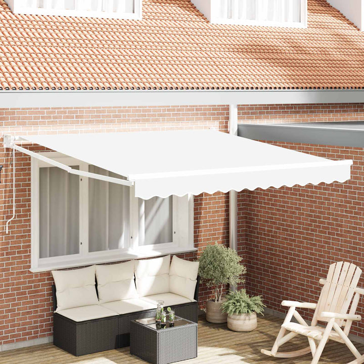 Udtrækkelig markise Hvid 350 x 250 cm Polyester og metal