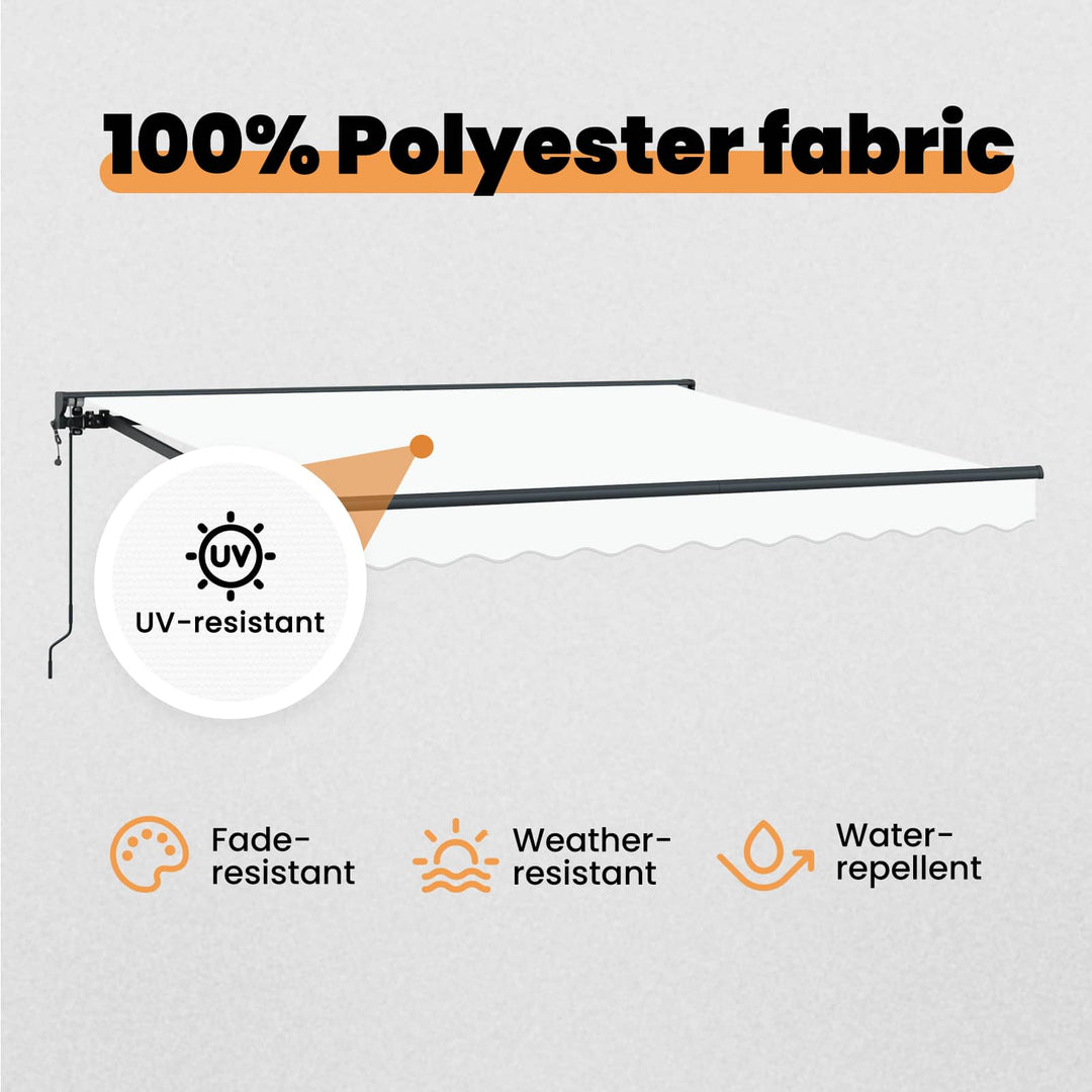 Markiseramme Hvid 350 x 250 cm Polyester med PU belægning