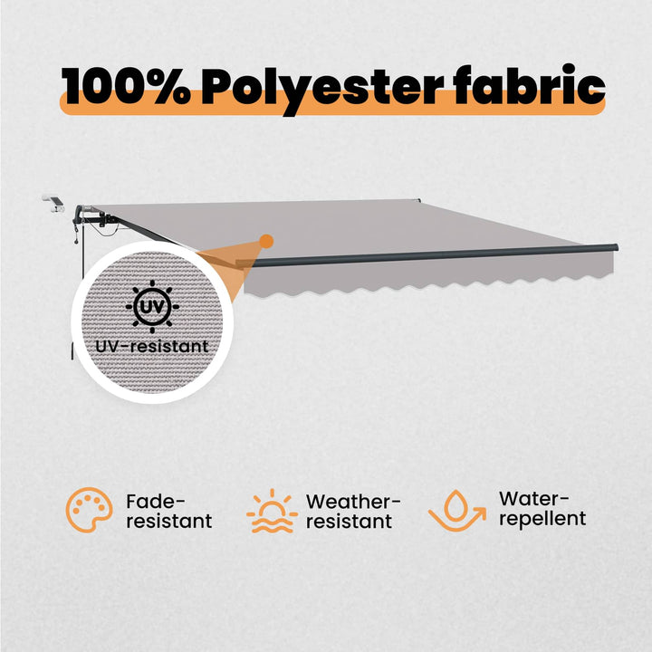 Udtrækkelig markise Lysegrå 350 x 250 cm Polyester