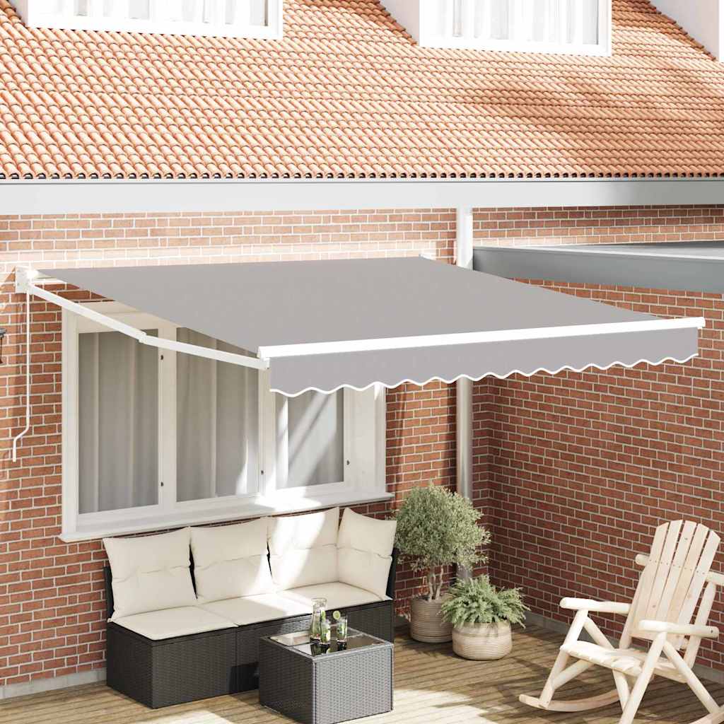Udtrækkelig markise Lysegrå 350 x 250 cm Polyester og Aluminium