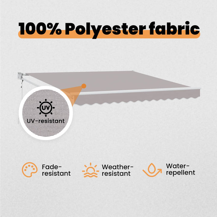 Udtrækkelig markise Lysegrå 350 x 250 cm Polyester og metal