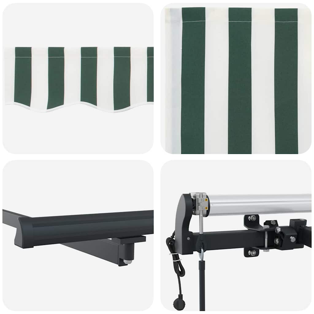 Udtrækkelig markise Grøn og Hvid 350 x 250 cm Stof og aluminium