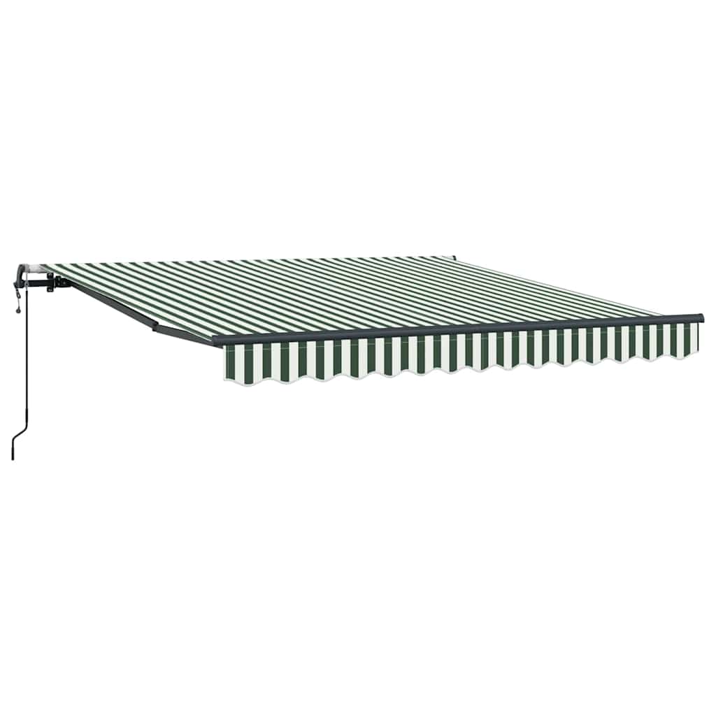 Udtrækkelig markise Grøn og Hvid 350 x 250 cm Stof og aluminium
