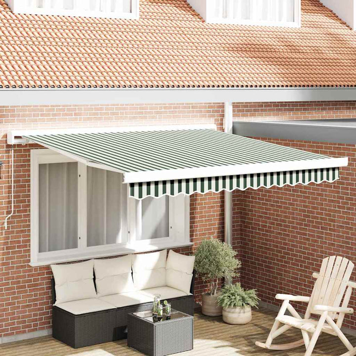 Udtrækkelig markise Grøn og Hvid 350 x 250 cm