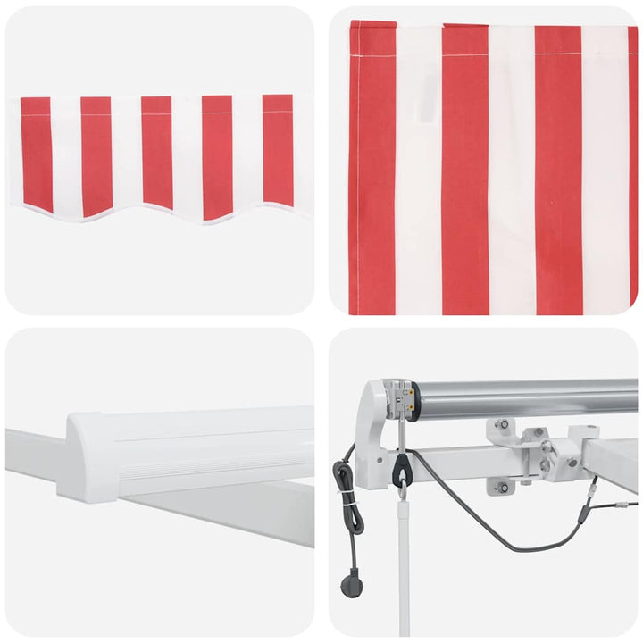 Utrækkelig Markise Rød og Hvid 400 × 300 cm Polyester og metal
