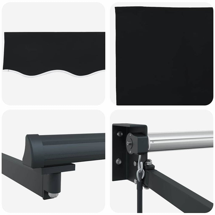 Utrækkelig Markise Sort 400 × 300 cm Polyester og Aluminium