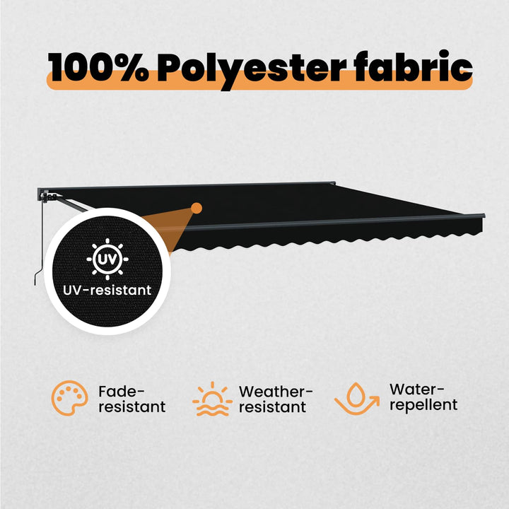 Markiseramme Sort 400 × 300 cm Polyester med PU belægning