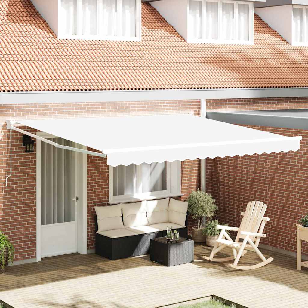 Utrækkelig Markise Hvid 400 × 300 cm Polyester og Aluminium