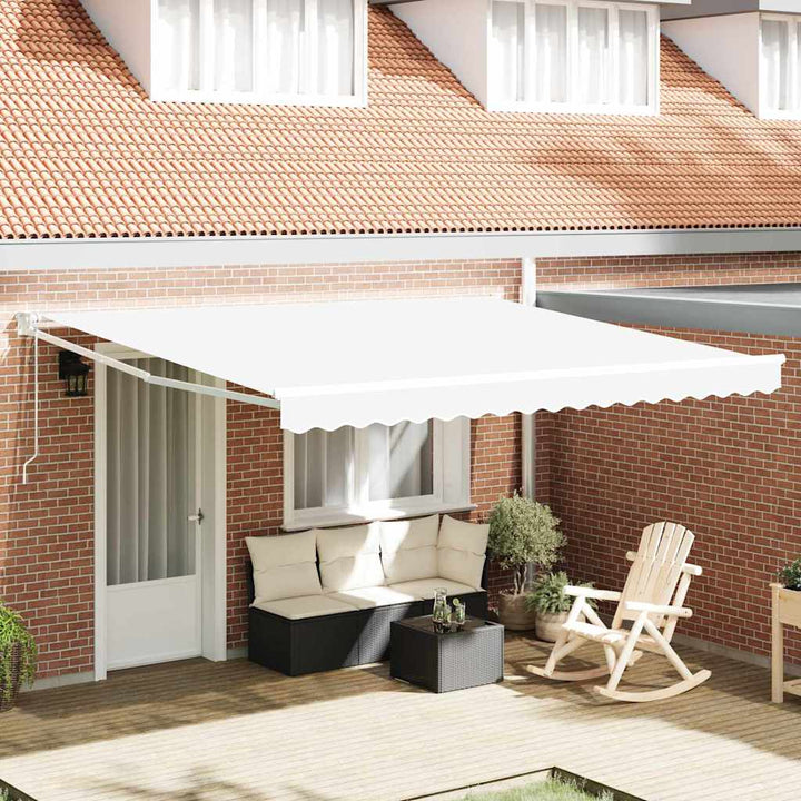 Utrækkelig Markise Hvid 400 × 300 cm Polyester og Aluminium