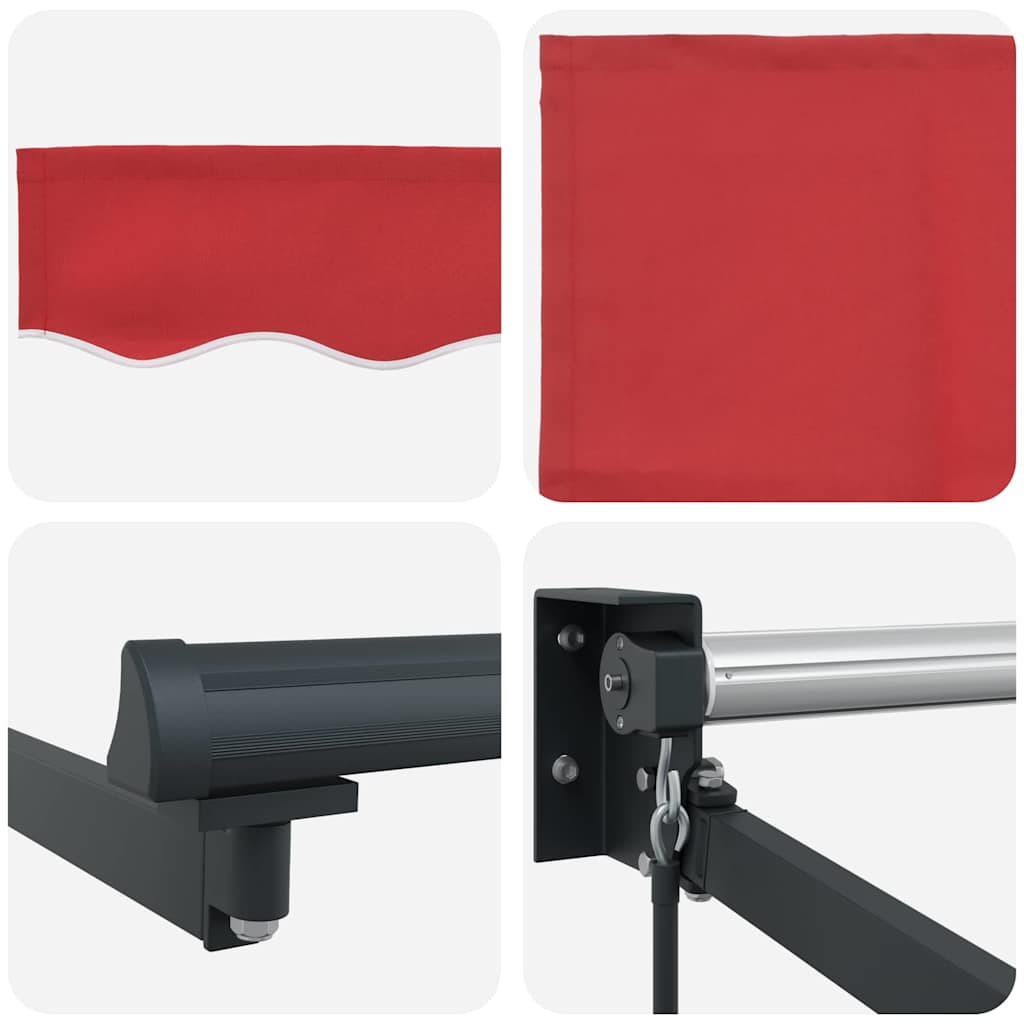 Udtrækkelig markise Rød 400 × 300 cm Polyester og Aluminium
