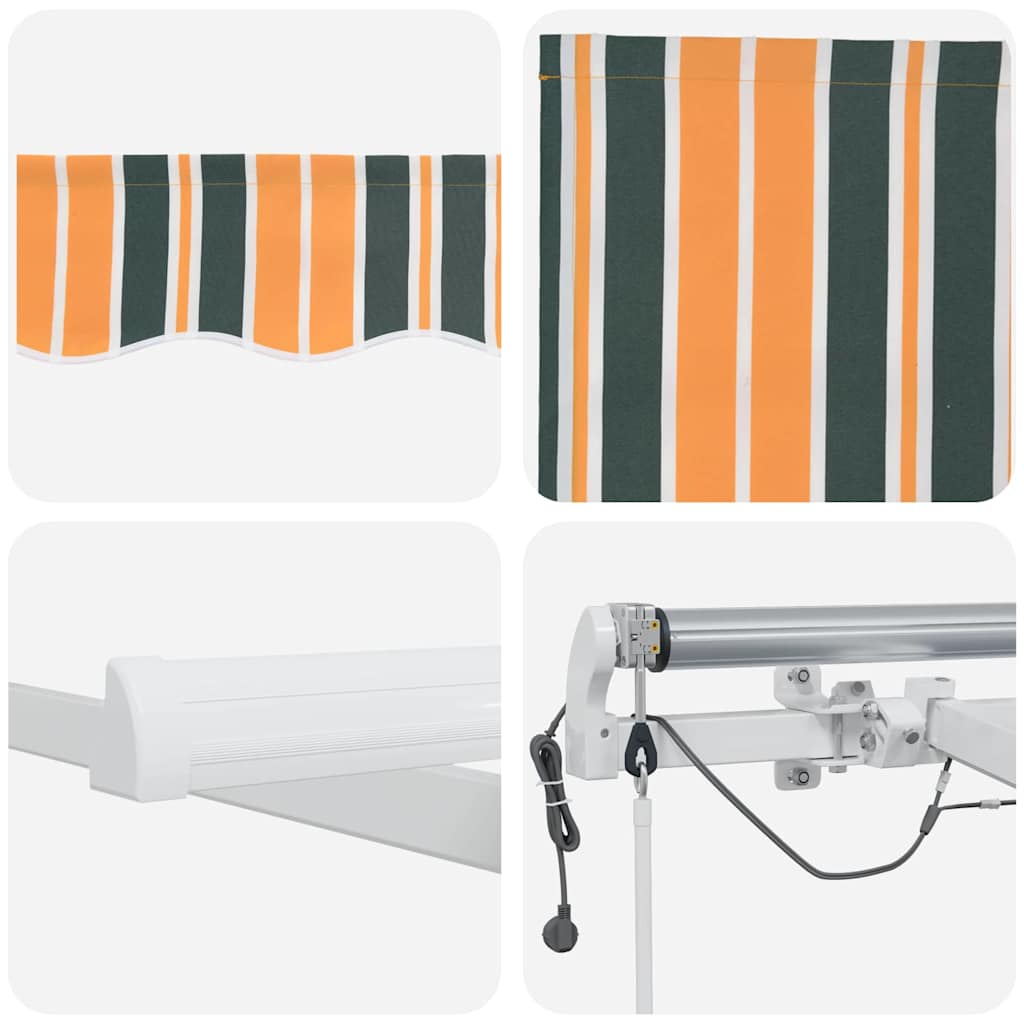 Utrækkelig Markise Grøn og Gul 400 × 300 cm Polyester og metal