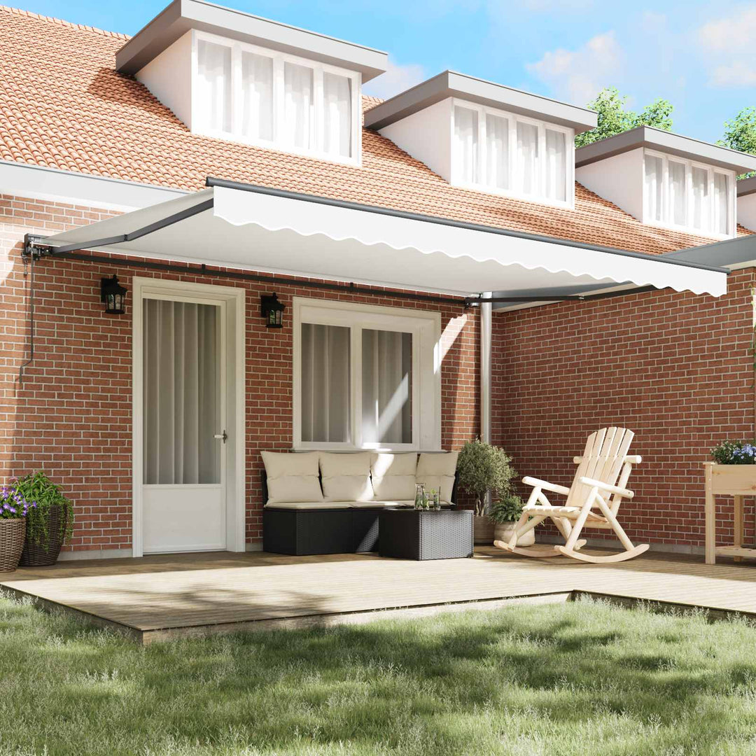Markiseramme Hvid 450 × 300 cm Polyester med PU belægning