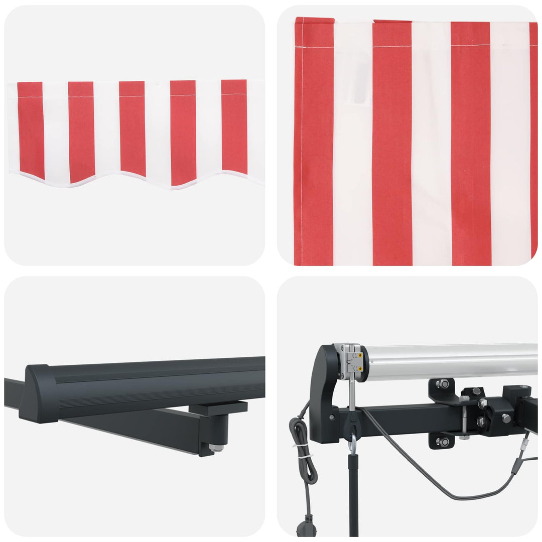 Markiseduge Rød og Hvid 450 × 350 cm Polyester