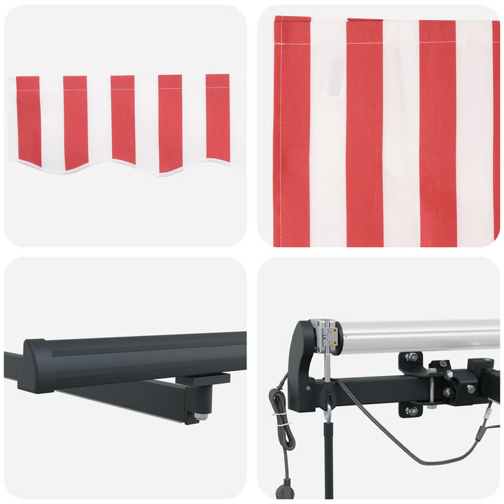 Markiseduge Rød og Hvid 450 × 350 cm Polyester