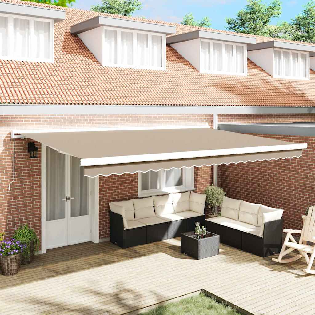 Udtrækkelig markise Beige 500 × 300 cm Canvas og Aluminium