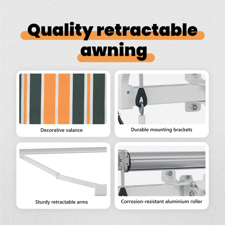 Udtrækkelig markise Grøn og gul 500 × 300 cm Stof og aluminium