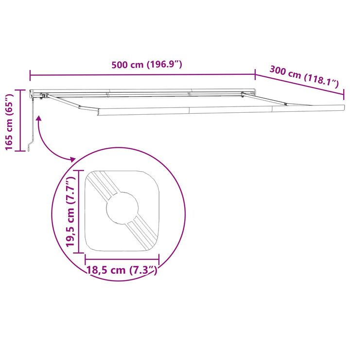 Udtrækkelig markise Grøn og Hvid 500 × 300 cm