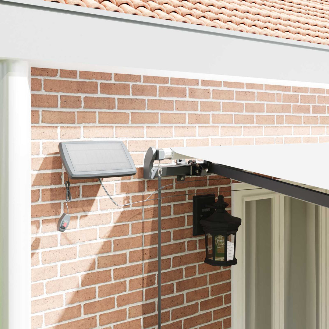 Udtrækkelig markise Hvid 600 × 350 cm Stof og aluminium