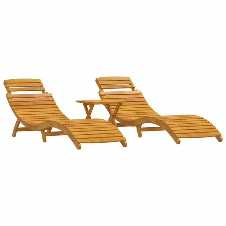 Liggestol 3 pcs Brun Massivt Akacietræ