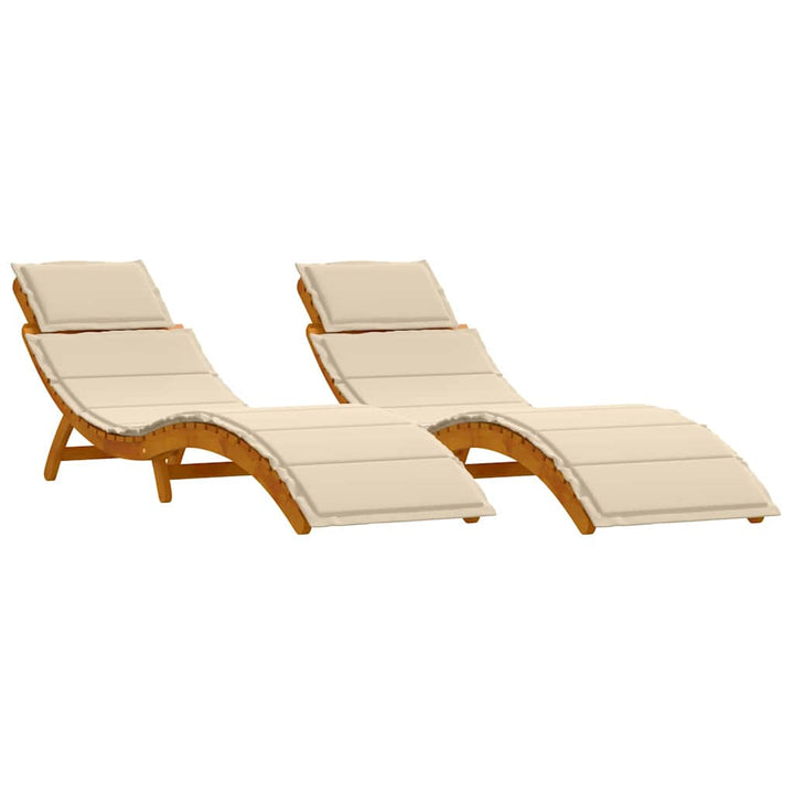 Liggestol med pude 2 pcs Beige Massivt Akacietræ