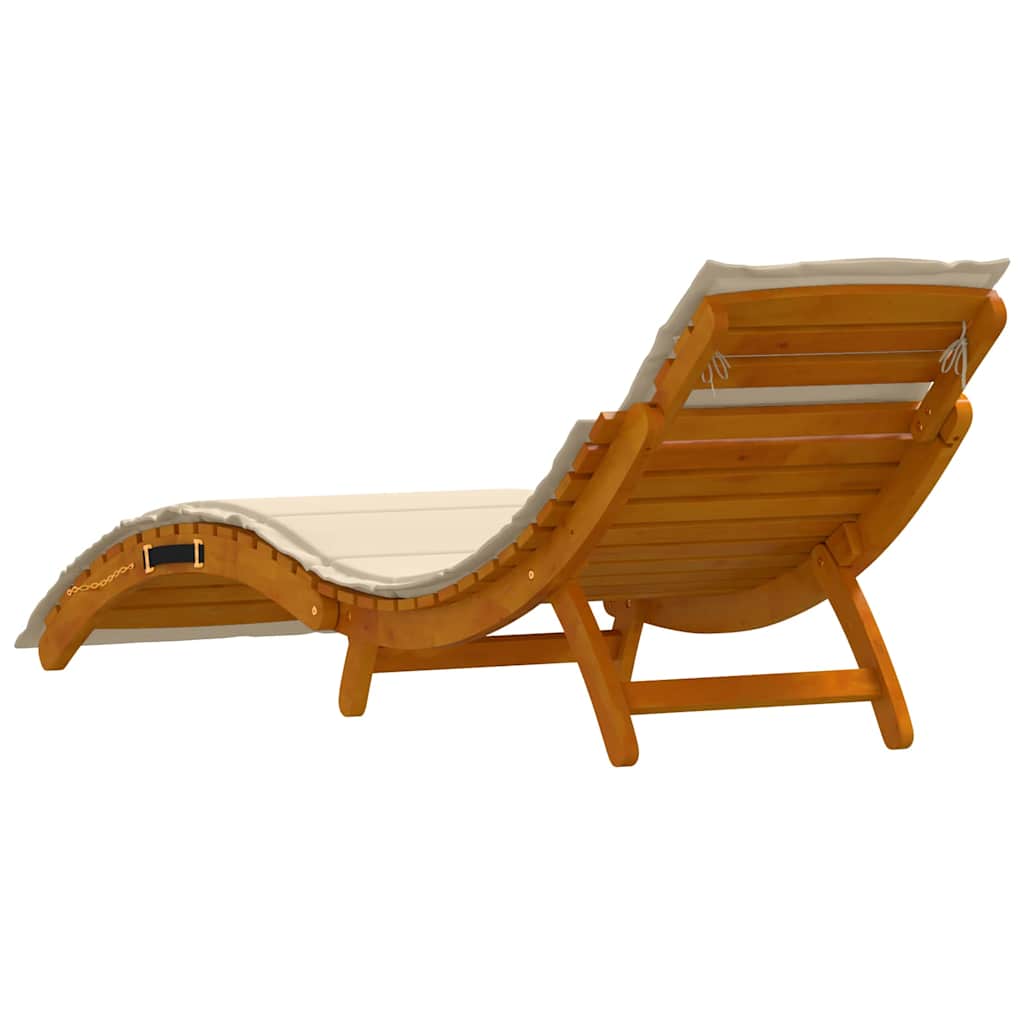 Liggestol med pude 2 pcs Beige Massivt Akacietræ