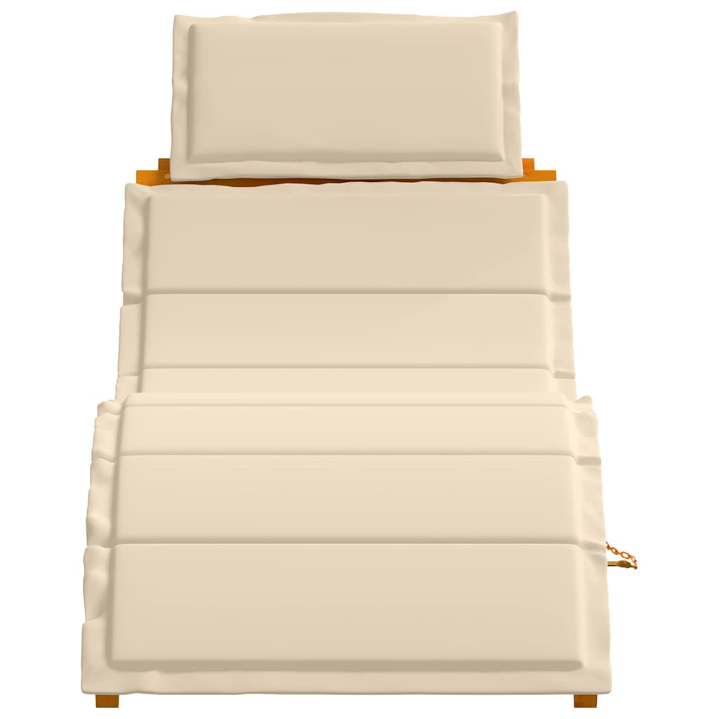 Liggestol med pude 2 pcs Beige Massivt Akacietræ