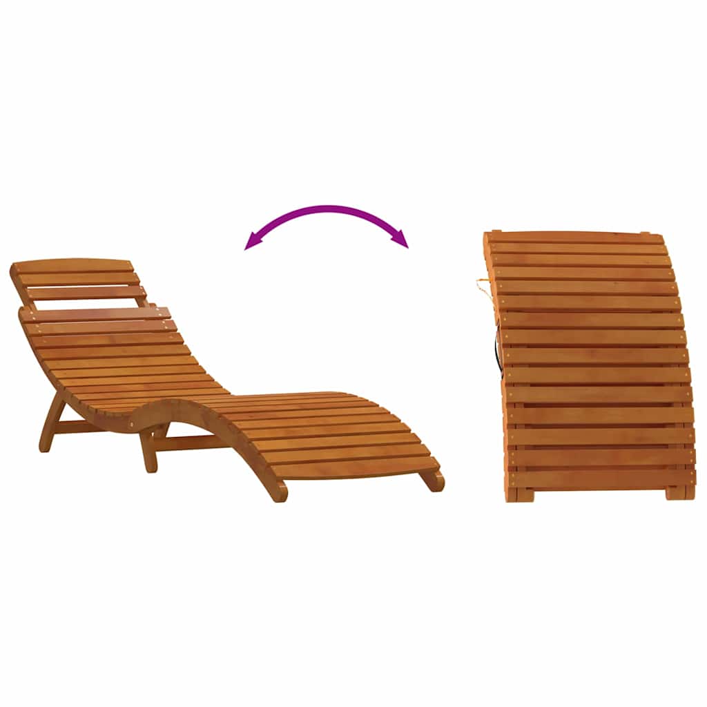 Liggestol med pude 2 pcs Gråbrun Massivt Akacietræ