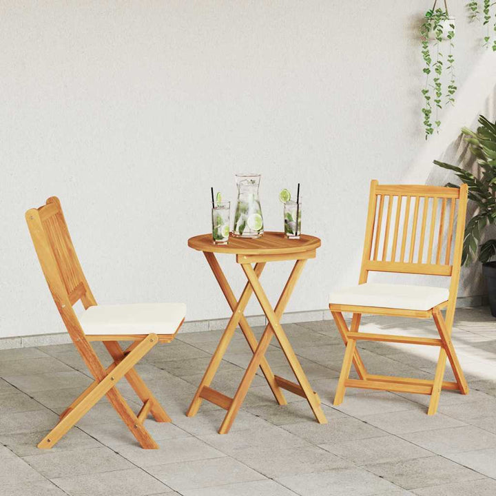 Sammenklappelig stol med pude 2 pcs Brun Massivt akacietræ
