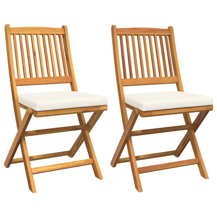 Sammenklappelig stol med pude 2 pcs Brun Massivt akacietræ