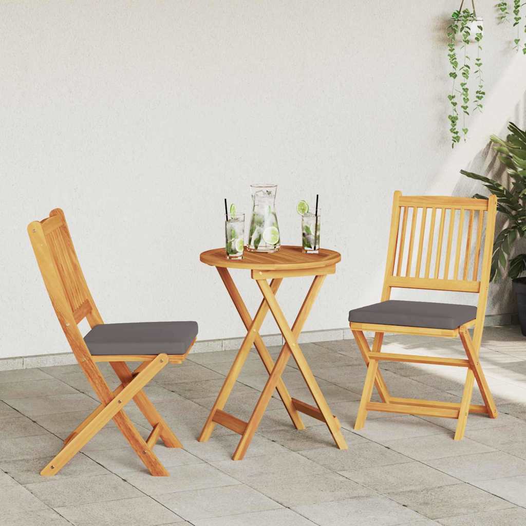 Sammenklappelig stol med pude 2 pcs Brun Massivt akacietræ