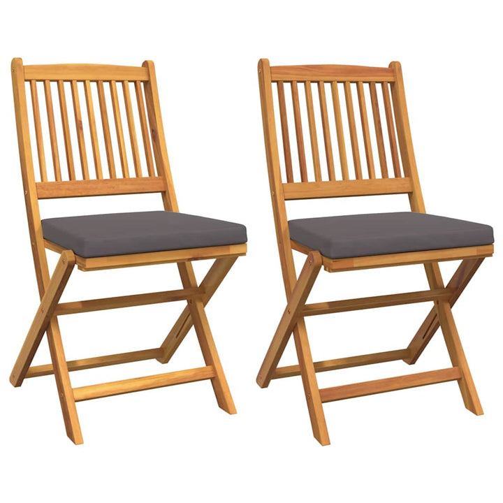 Sammenklappelig stol med pude 2 pcs Brun Massivt akacietræ