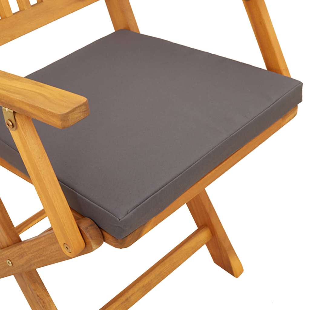 Sammenklappelig stol med pude 2 pcs Brun Massivt akacietræ