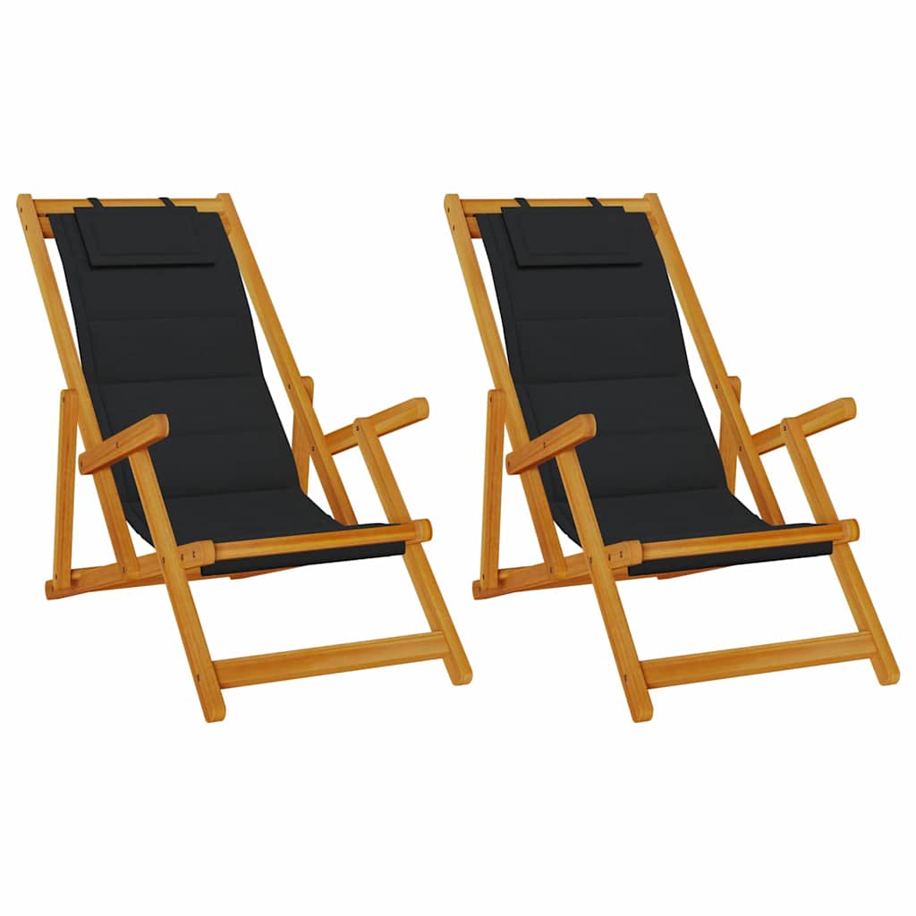 Strandstol 2 stk. Brun Massivt Akacietræ