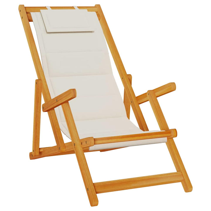 Strandstol med pude 2 pcs Brun Massivt Akacietræ