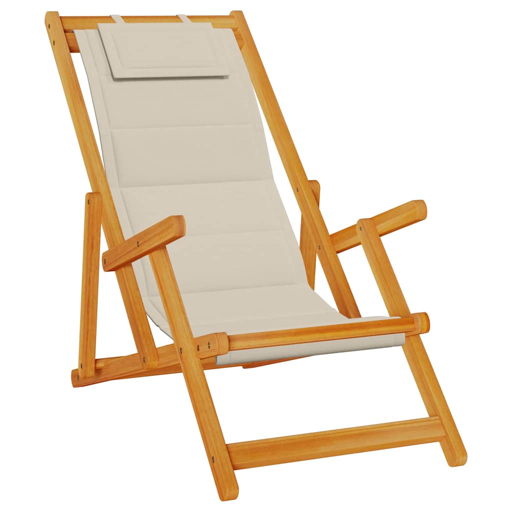 Strandstol med pude 2 pcs Brun Massivt Akacietræ