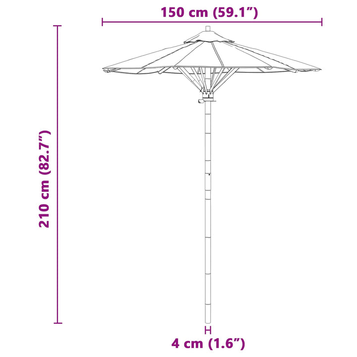 Havesol Ø 150 x 210 cm Bambus Rund Cremehvid