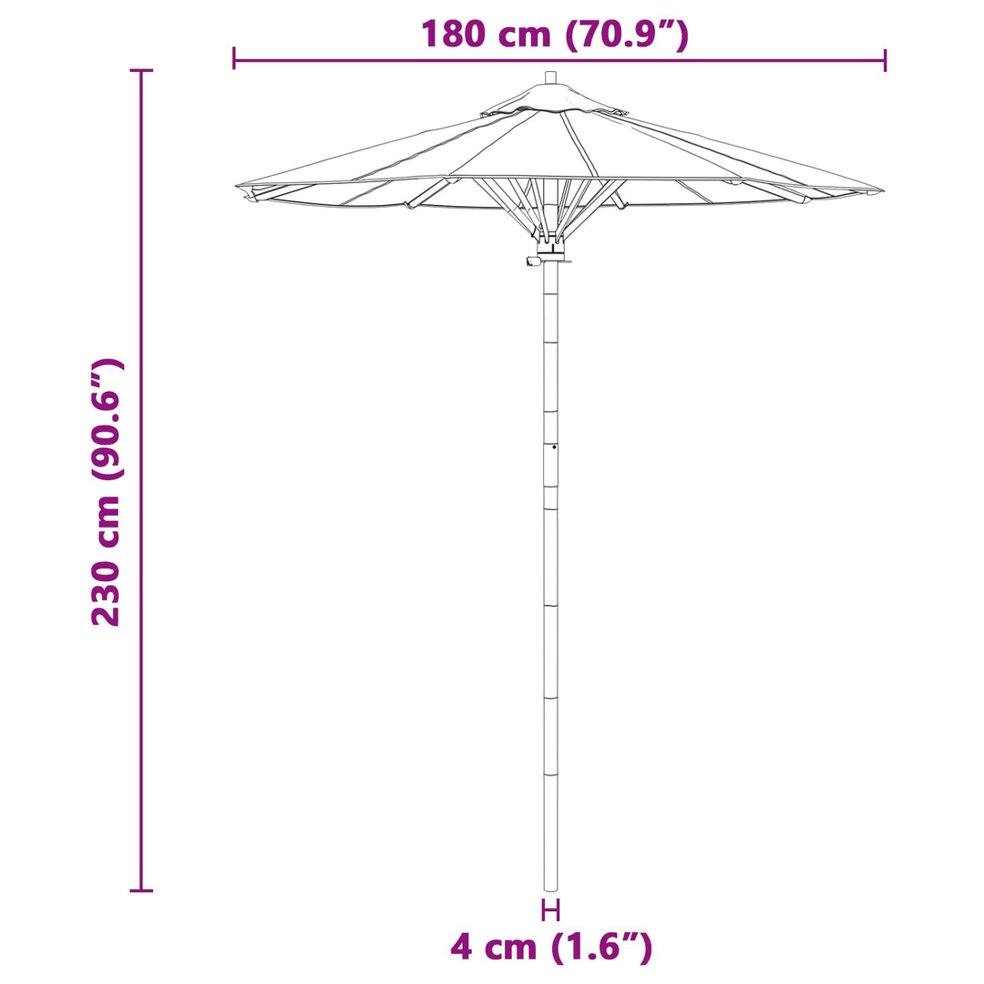 Havesol Ø 180 x 230 cm Bambus Rund Cremehvid